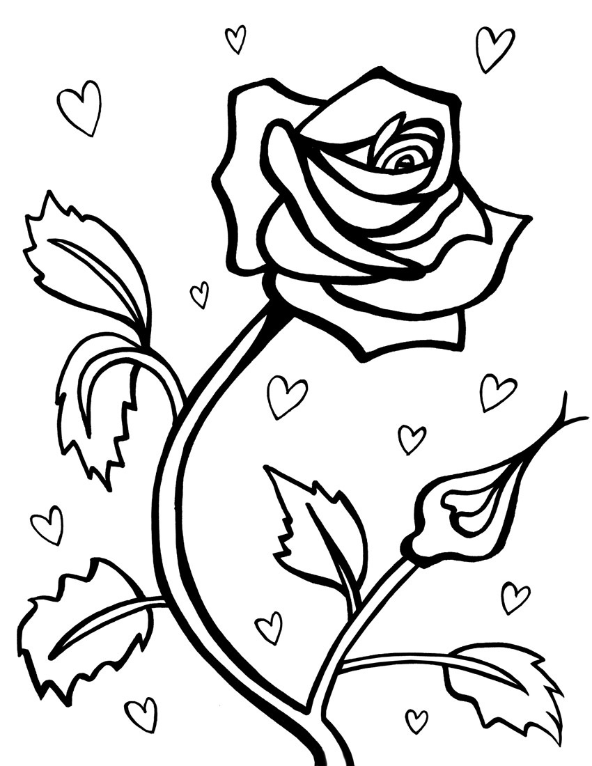 Romantic Rose Coloring Pages Printable 28