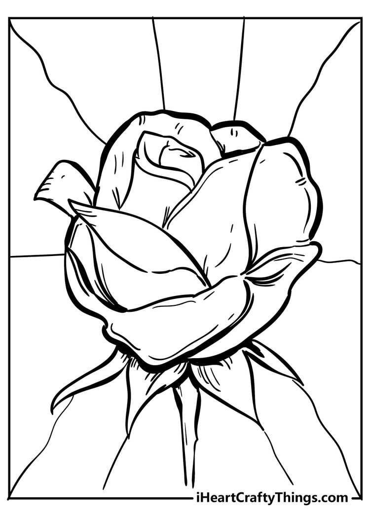 Romantic Rose Coloring Pages Printable 30