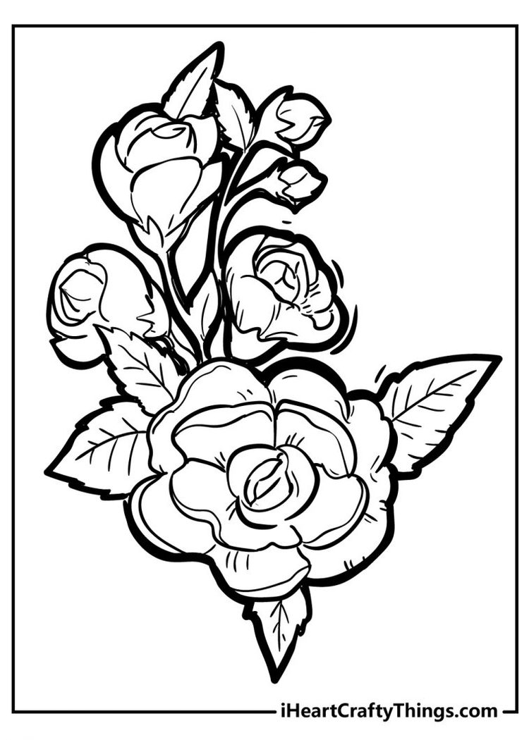 Romantic Rose Coloring Pages Printable 33
