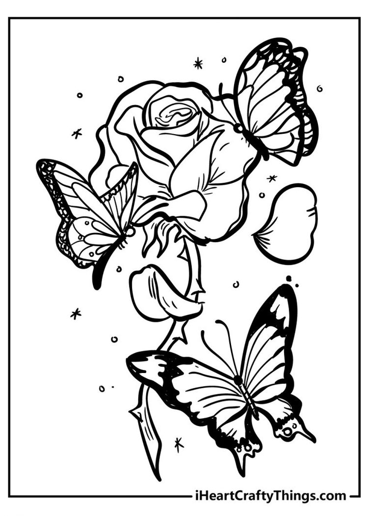 Romantic Rose Coloring Pages Printable 4