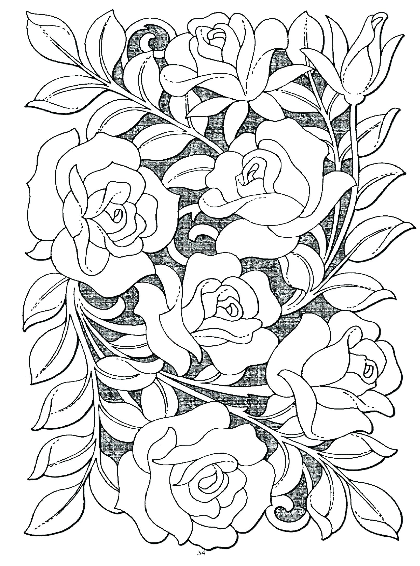 Romantic Rose Coloring Pages Printable 5