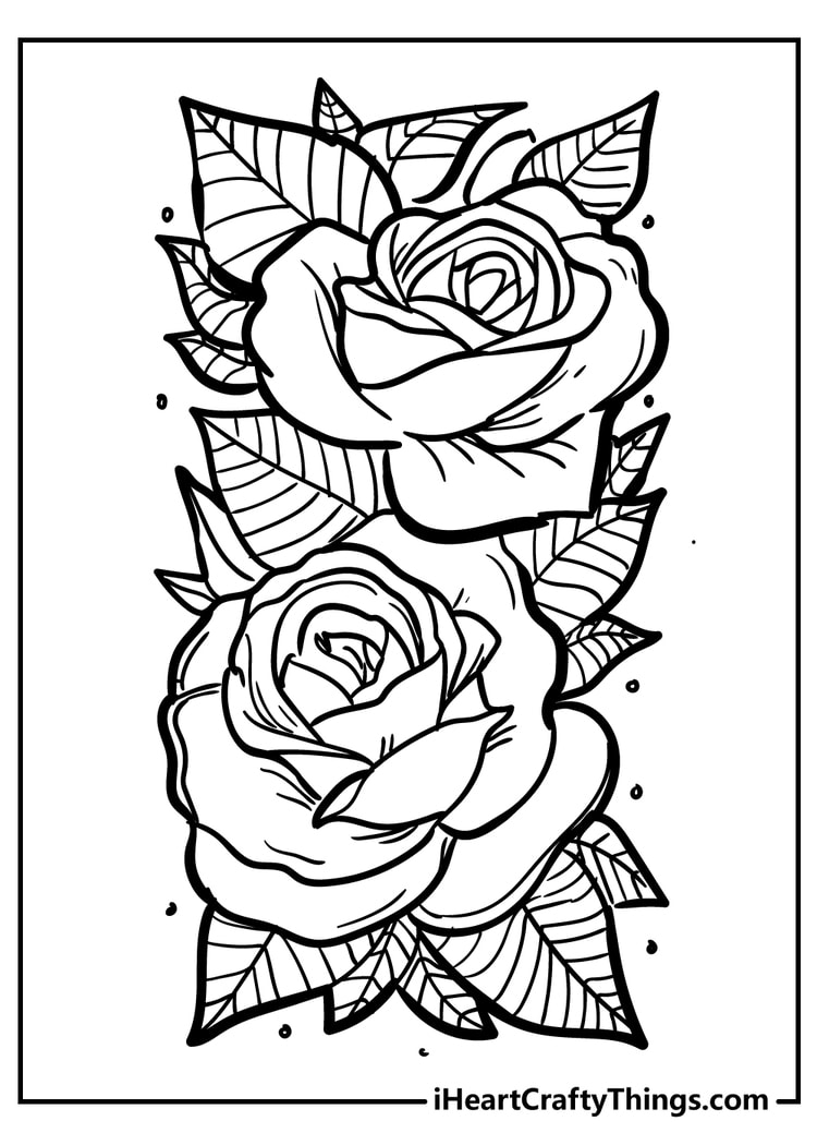 Romantic Rose Coloring Pages Printable 8