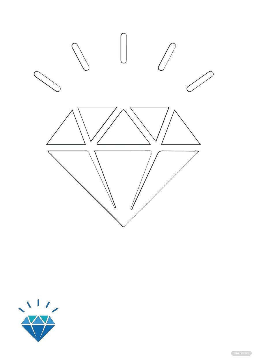 Sparkling Diamond Coloring Pages Printable 1