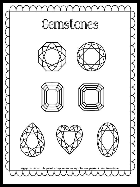 Sparkling Diamond Coloring Pages Printable 12