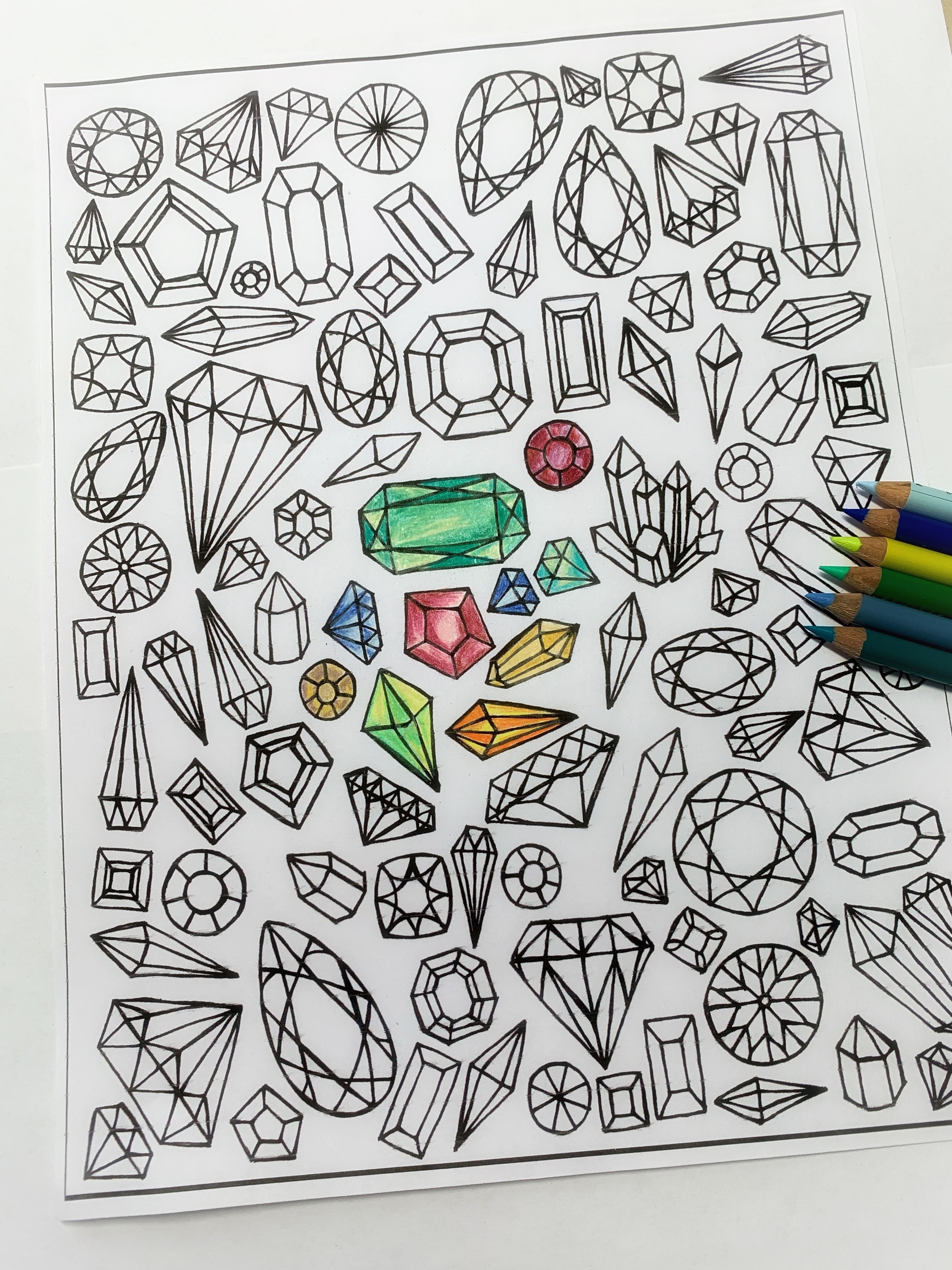 Sparkling Diamond Coloring Pages Printable 32