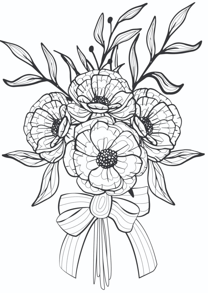 30 Elegant Flower Coloring Pages for Adults Printable 13