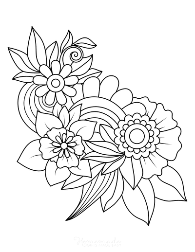 30 Elegant Flower Coloring Pages for Adults Printable 20