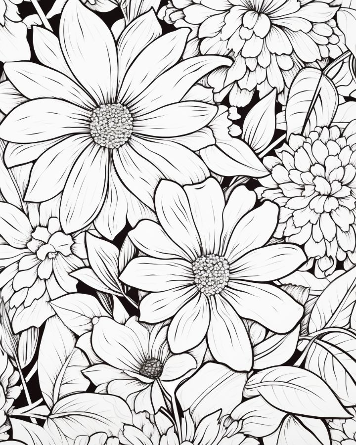 30 Elegant Flower Coloring Pages for Adults Printable 21