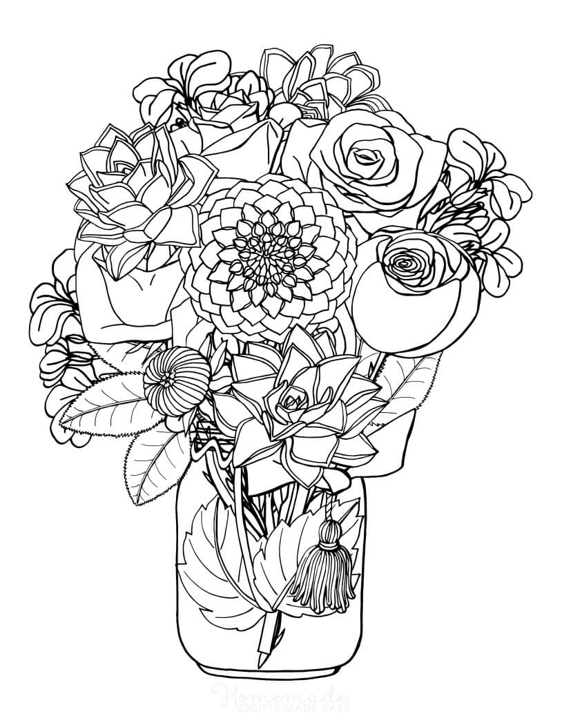 30 Elegant Flower Coloring Pages for Adults Printable 26