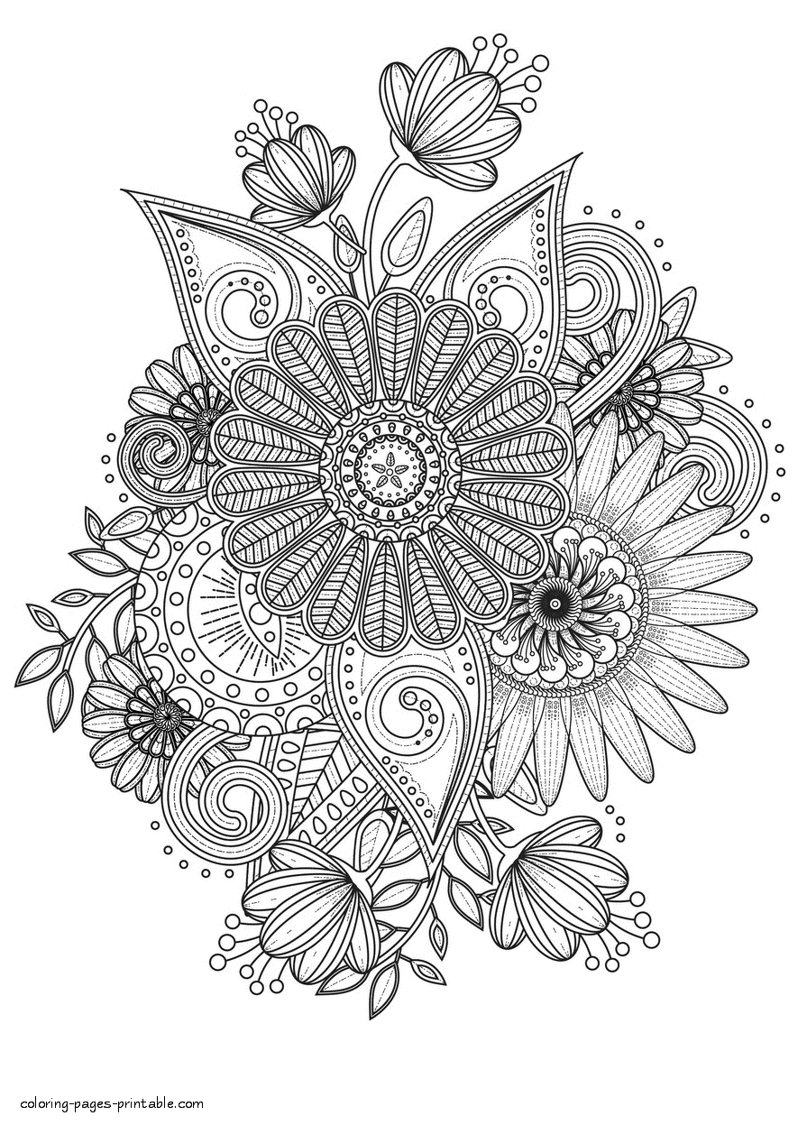 30 Elegant Flower Coloring Pages for Adults Printable 28