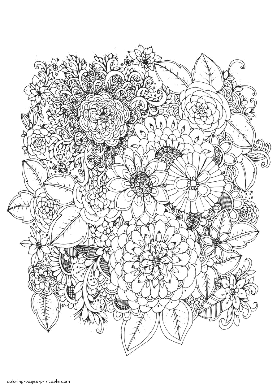 30 Elegant Flower Coloring Pages for Adults Printable 3