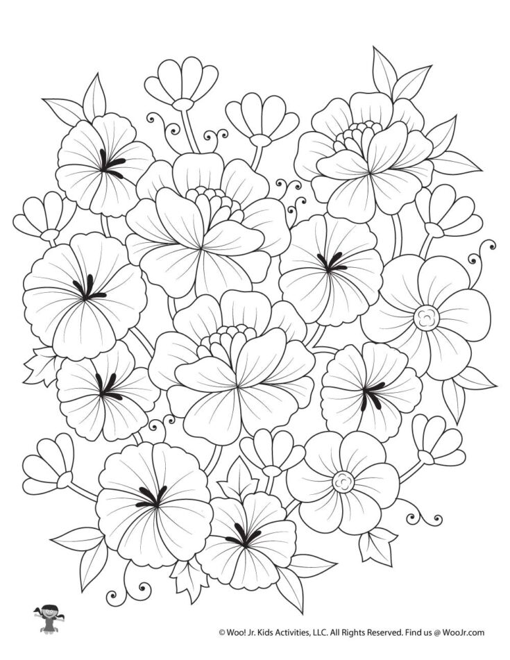 30 Elegant Flower Coloring Pages for Adults Printable 34