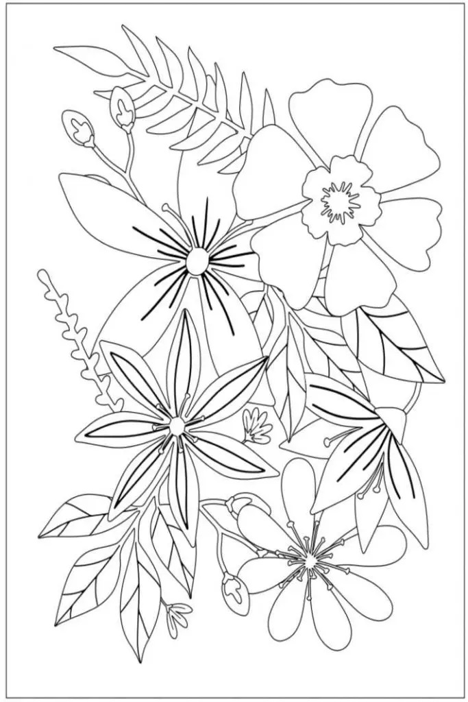 30 Elegant Flower Coloring Pages for Adults Printable 9