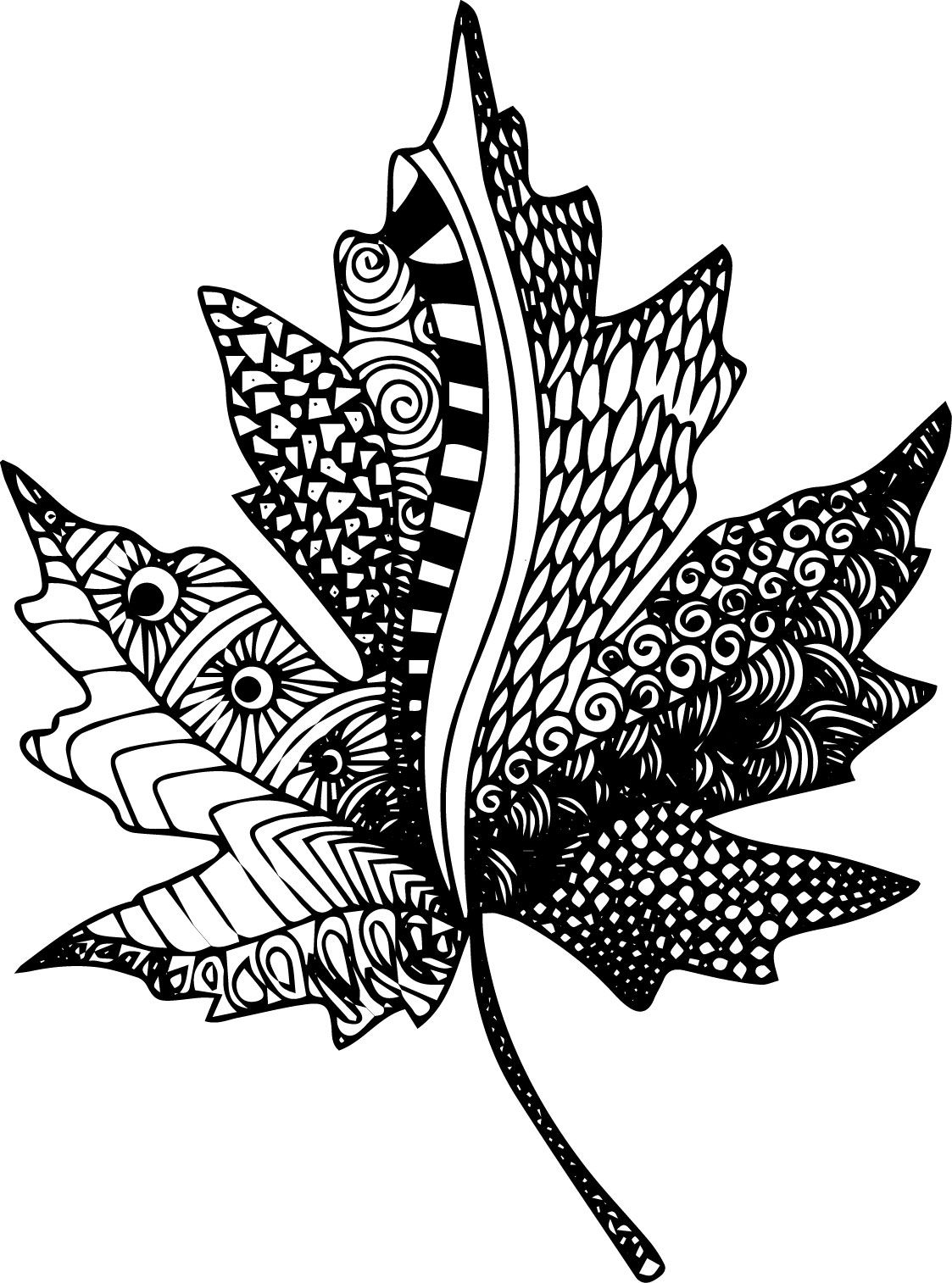 30 Leaf Coloring Pages for Kids Printable 17