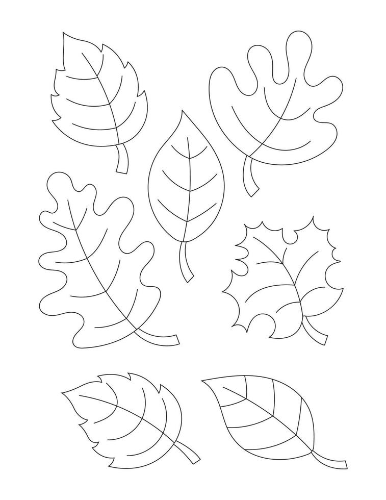 30 Leaf Coloring Pages for Kids Printable 4