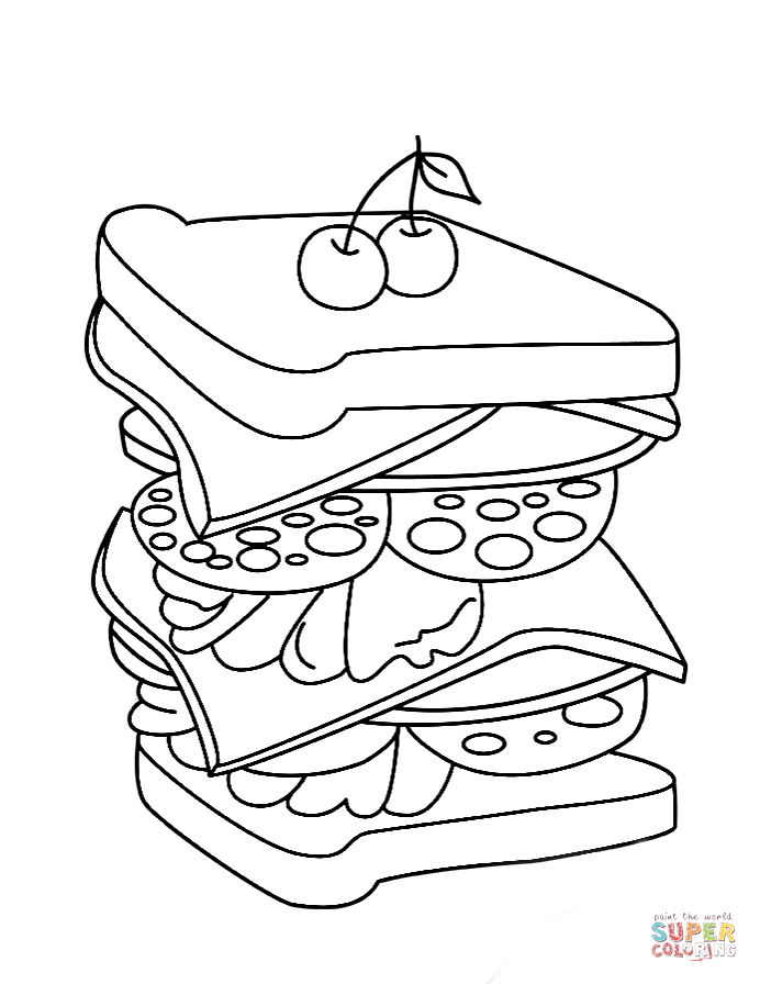 30 Tasty Sandwich Coloring Pages Printable 1