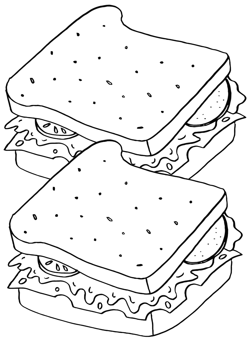 30 Tasty Sandwich Coloring Pages Printable 2