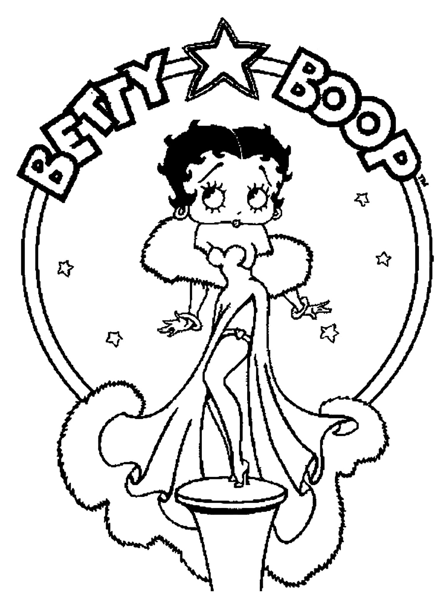 31 Classic Betty Boop Coloring Pages for Kids Printable 1