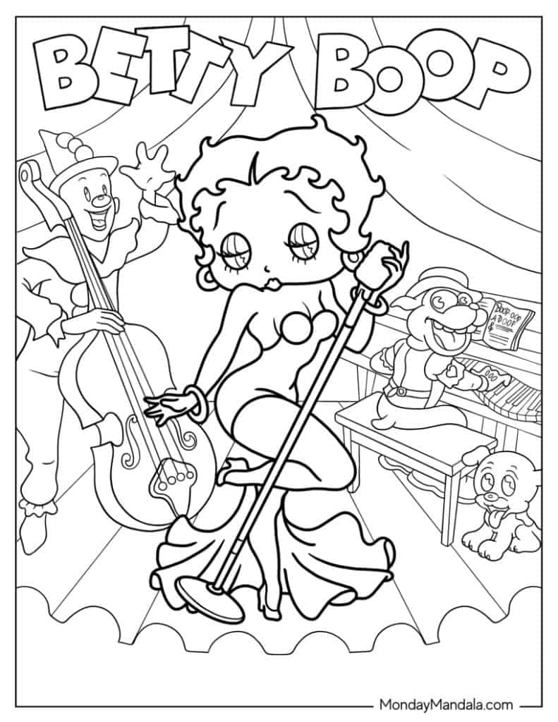 31 Classic Betty Boop Coloring Pages for Kids Printable 21