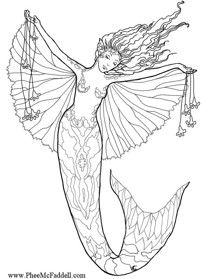 31 Dreamy Fantasy Mermaid Coloring Pages for Adults Printable 10