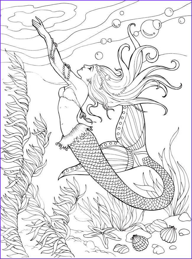 31 Dreamy Fantasy Mermaid Coloring Pages for Adults Printable 11