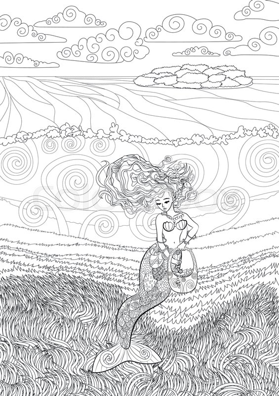 31 Dreamy Fantasy Mermaid Coloring Pages for Adults Printable 13