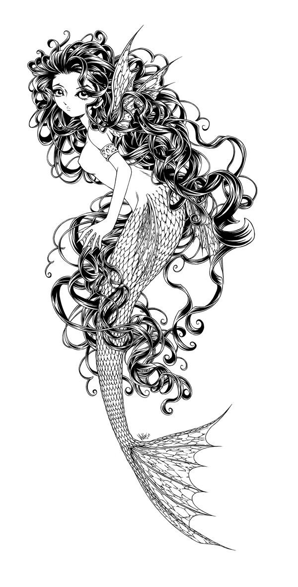 31 Dreamy Fantasy Mermaid Coloring Pages for Adults Printable 15