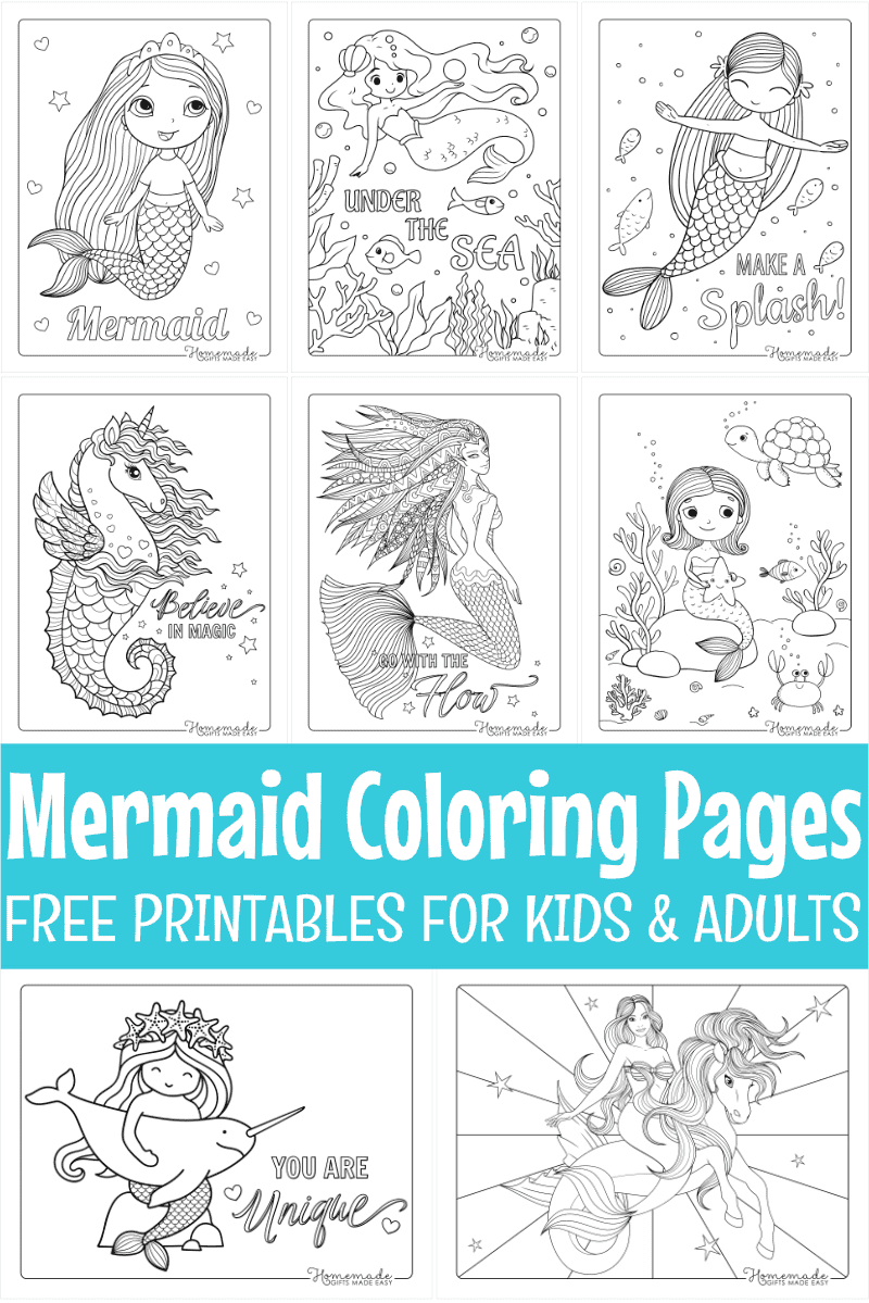 31 Dreamy Fantasy Mermaid Coloring Pages for Adults Printable 16