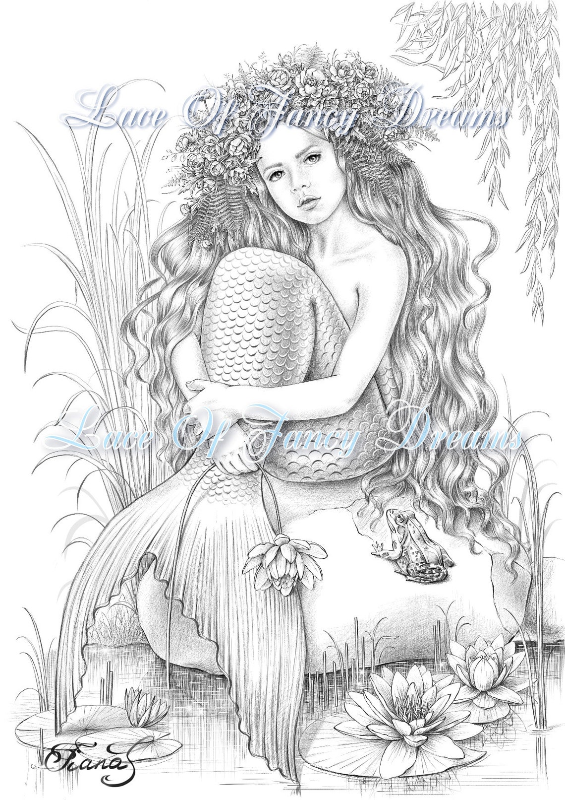 31 Dreamy Fantasy Mermaid Coloring Pages for Adults Printable 25