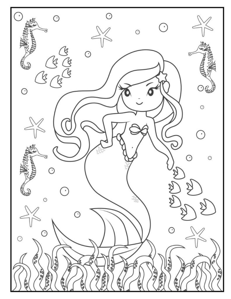 31 Dreamy Fantasy Mermaid Coloring Pages for Adults Printable 29