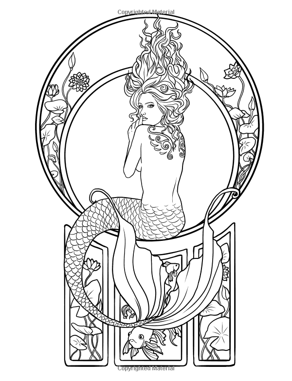 31 Dreamy Fantasy Mermaid Coloring Pages for Adults Printable 30