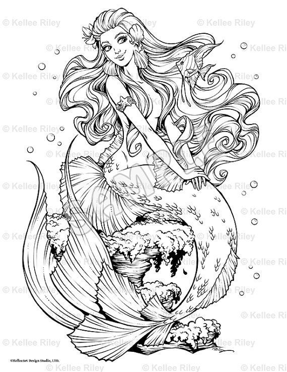 31 Dreamy Fantasy Mermaid Coloring Pages for Adults Printable 35