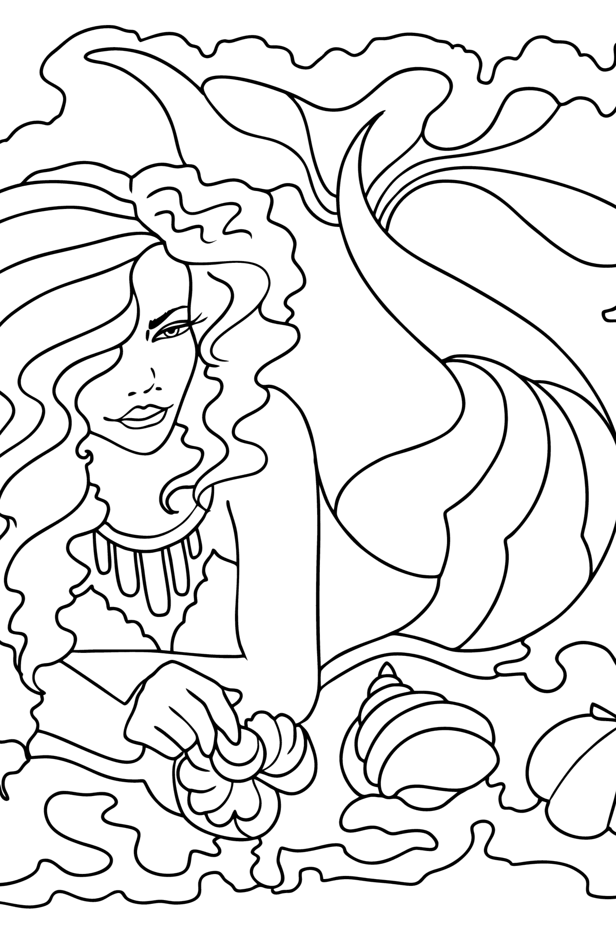 31 Dreamy Fantasy Mermaid Coloring Pages for Adults Printable 7