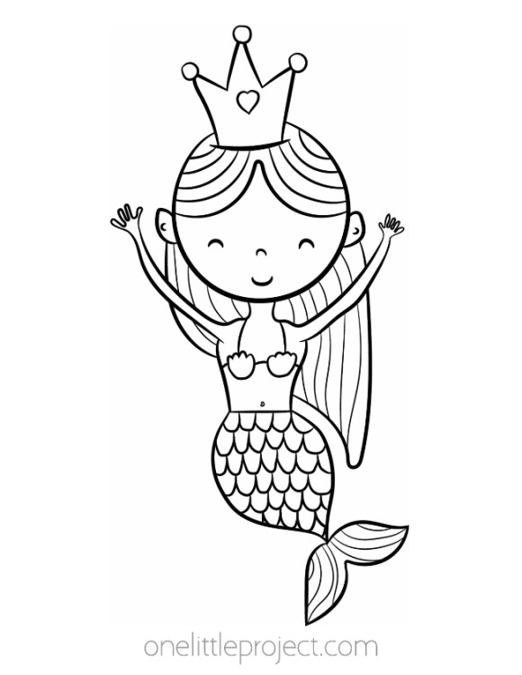 32 Adorable Kawaii Mermaid Coloring Pages Printable 10