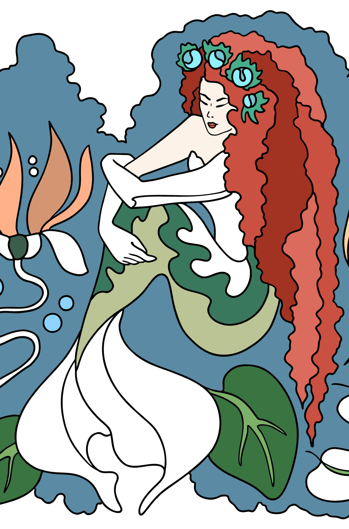 32 Adorable Kawaii Mermaid Coloring Pages Printable 12