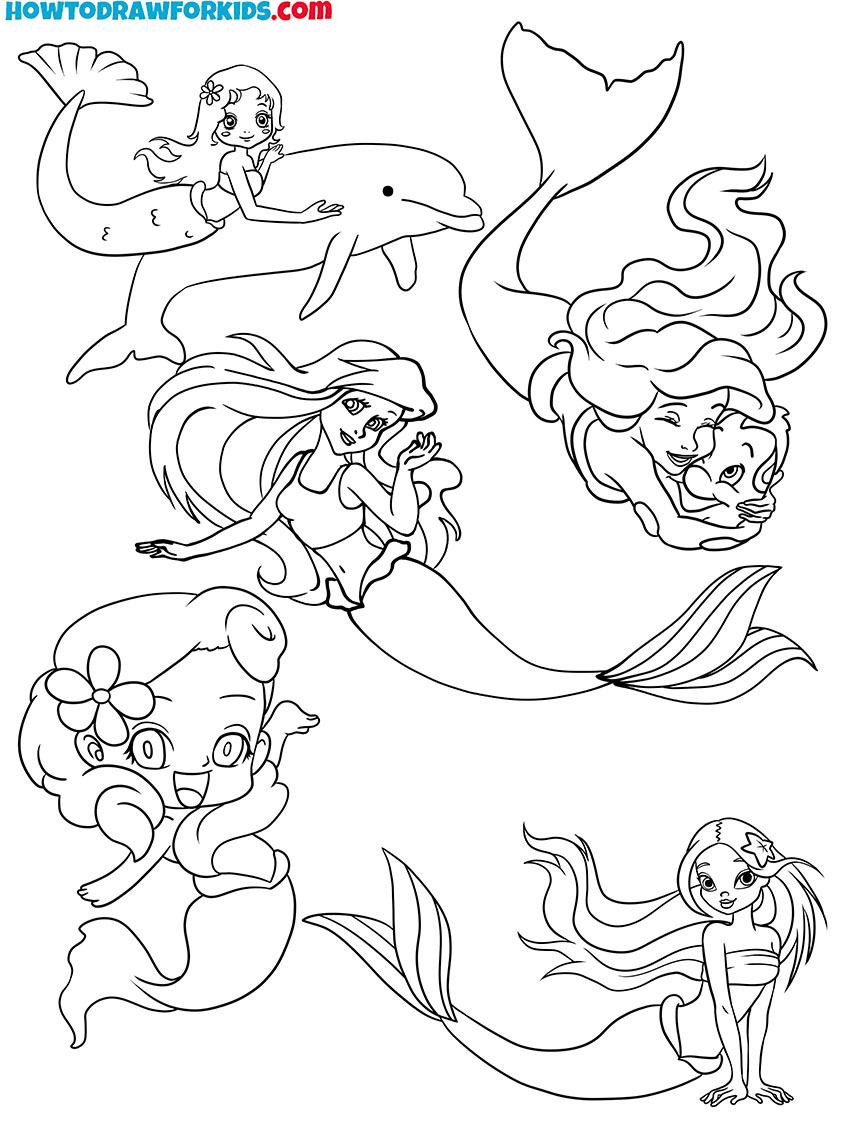 32 Adorable Kawaii Mermaid Coloring Pages Printable 14