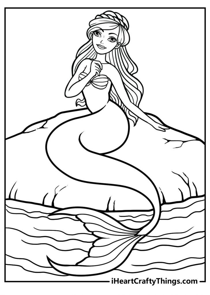 32 Adorable Kawaii Mermaid Coloring Pages Printable 15