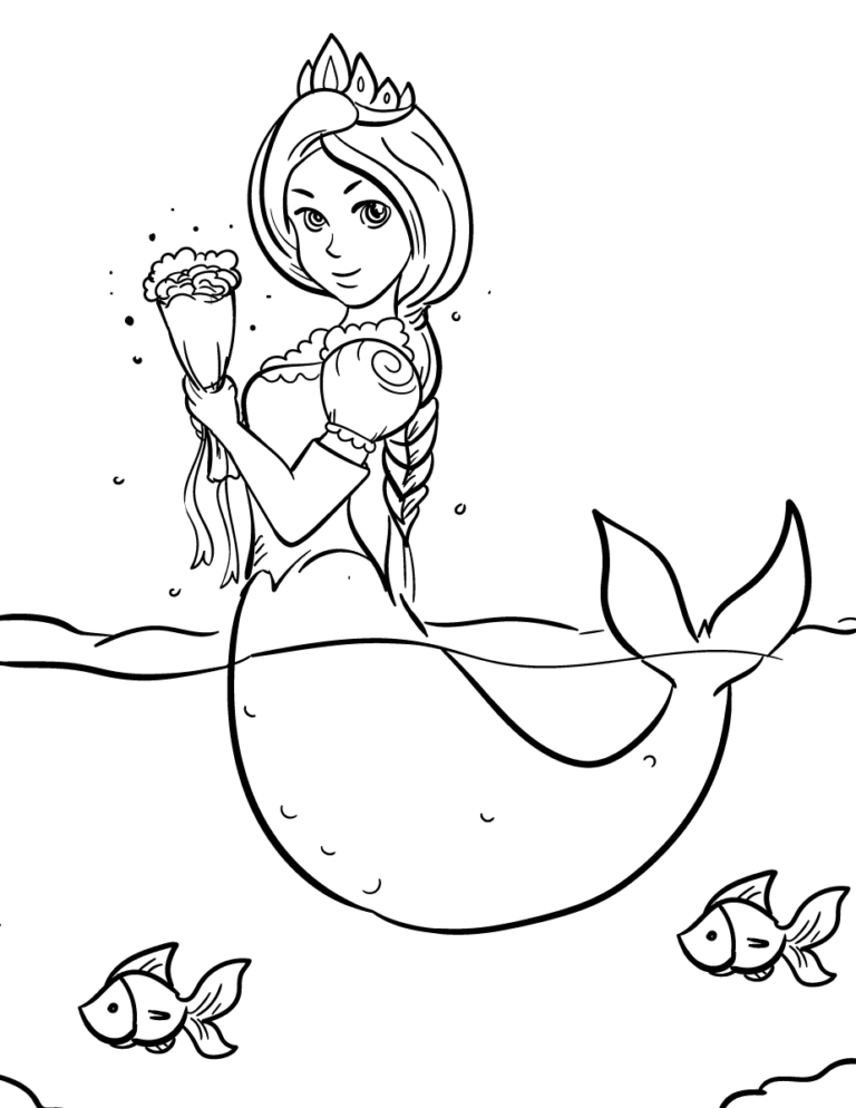 32 Adorable Kawaii Mermaid Coloring Pages Printable 17