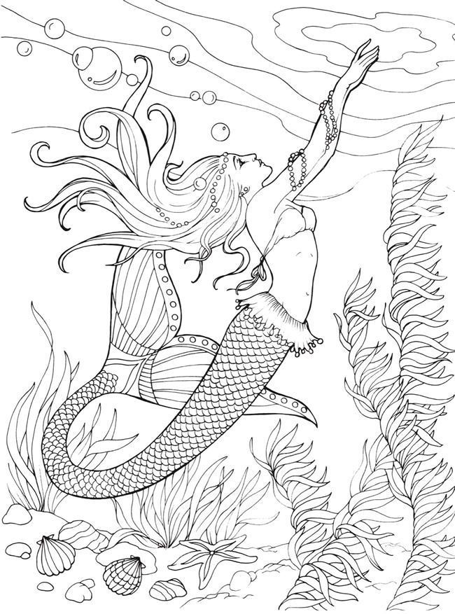 32 Adorable Kawaii Mermaid Coloring Pages Printable 19