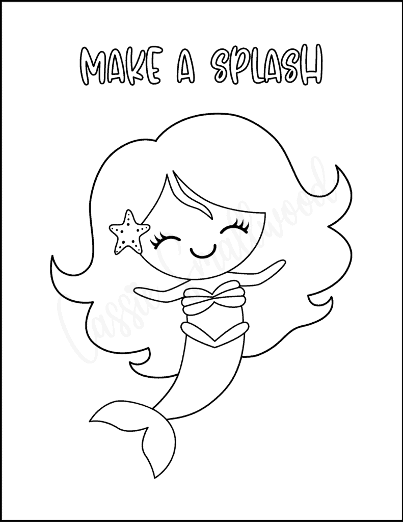 32 Adorable Kawaii Mermaid Coloring Pages Printable 2