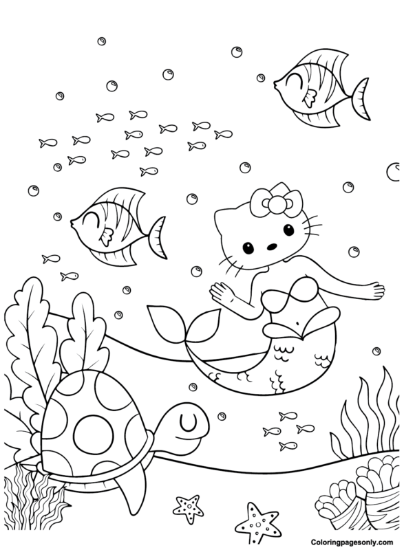 32 Adorable Kawaii Mermaid Coloring Pages Printable 20