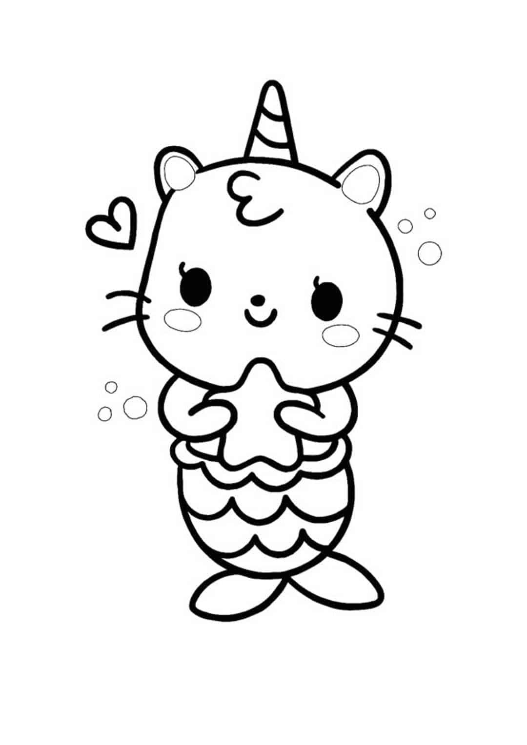 32 Adorable Kawaii Mermaid Coloring Pages Printable 30