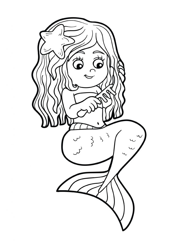 32 Adorable Kawaii Mermaid Coloring Pages Printable 6