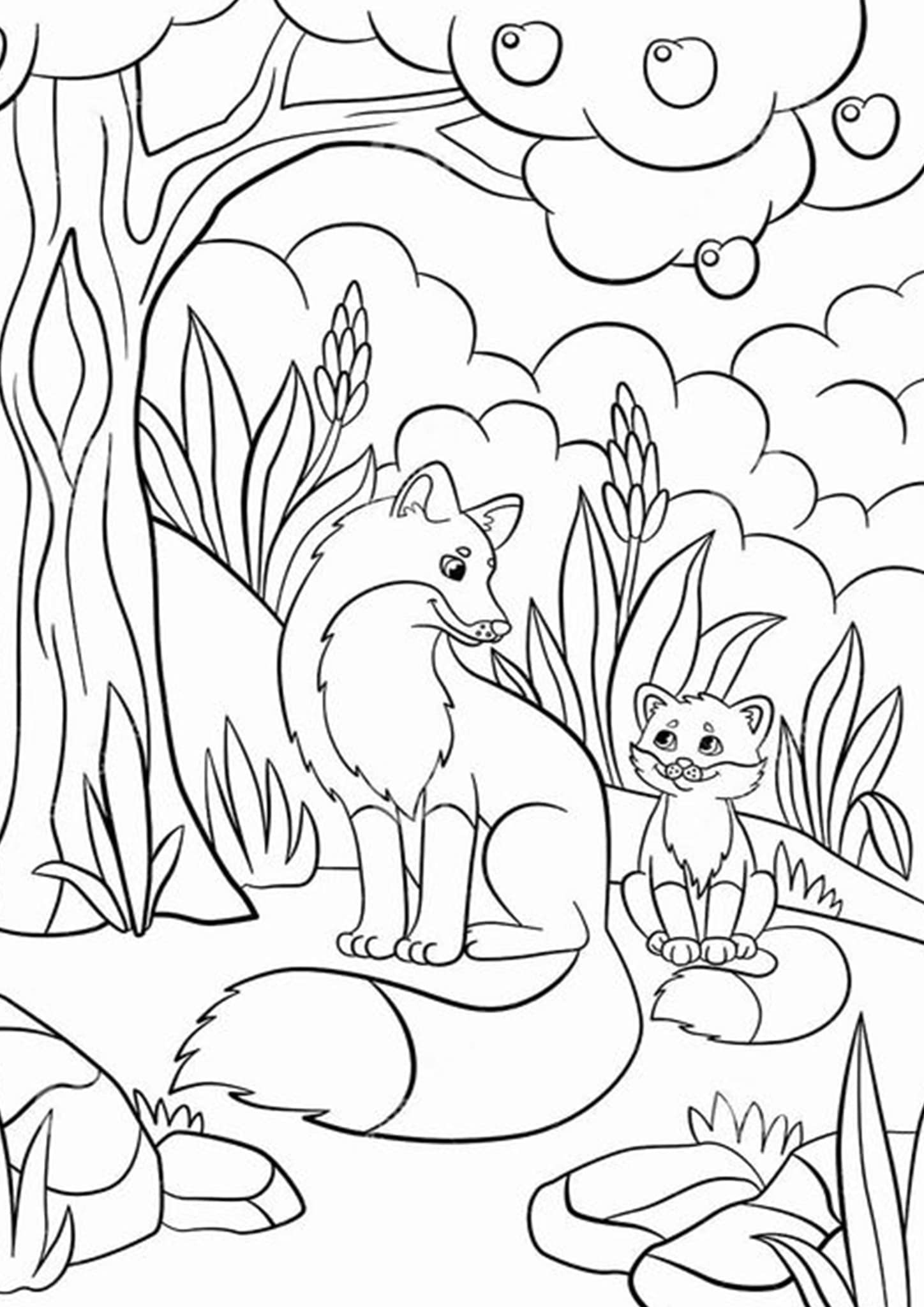 32 Fox Animal Coloring Pages Printable 2