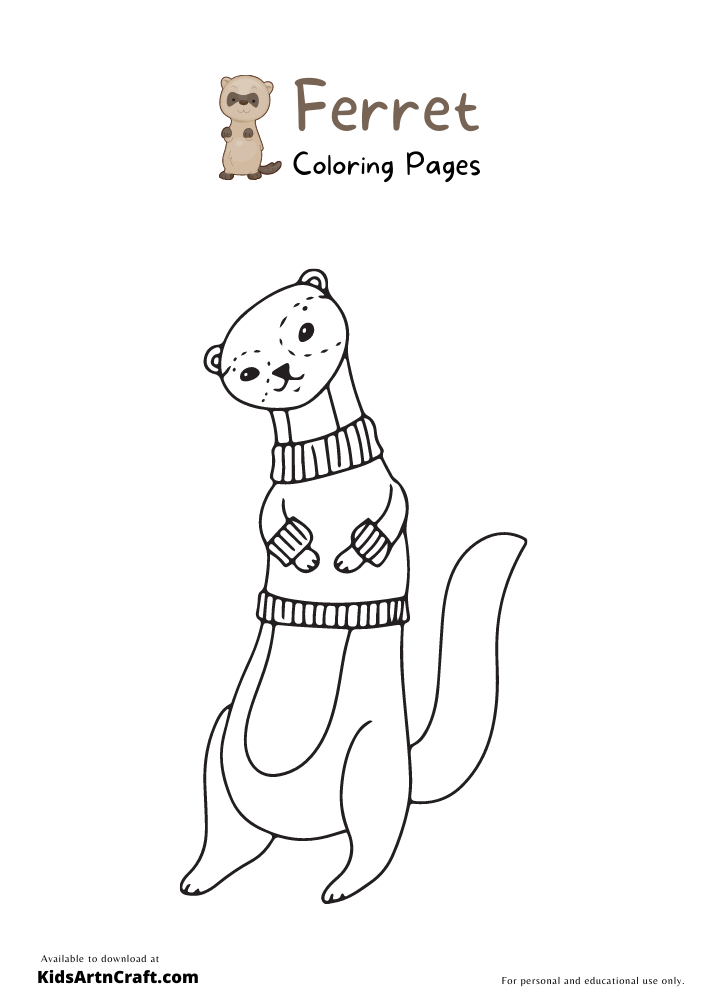 32 Playful Ferrets Coloring Pages Printable 27