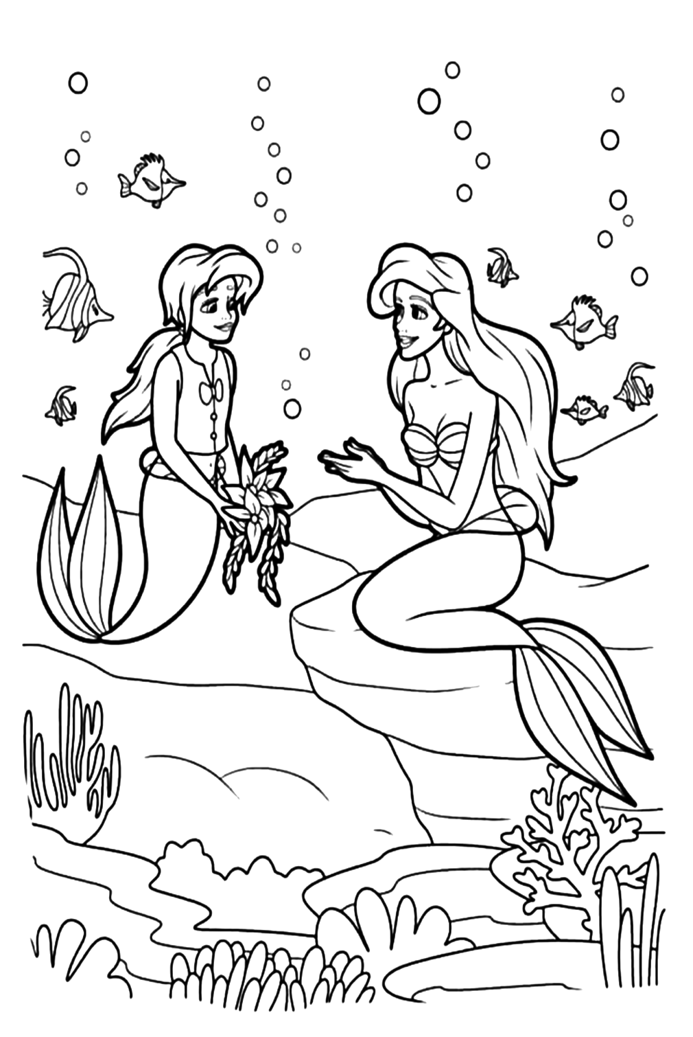 33 Beautiful Mermaid Coloring Pages Ariel Printable 15