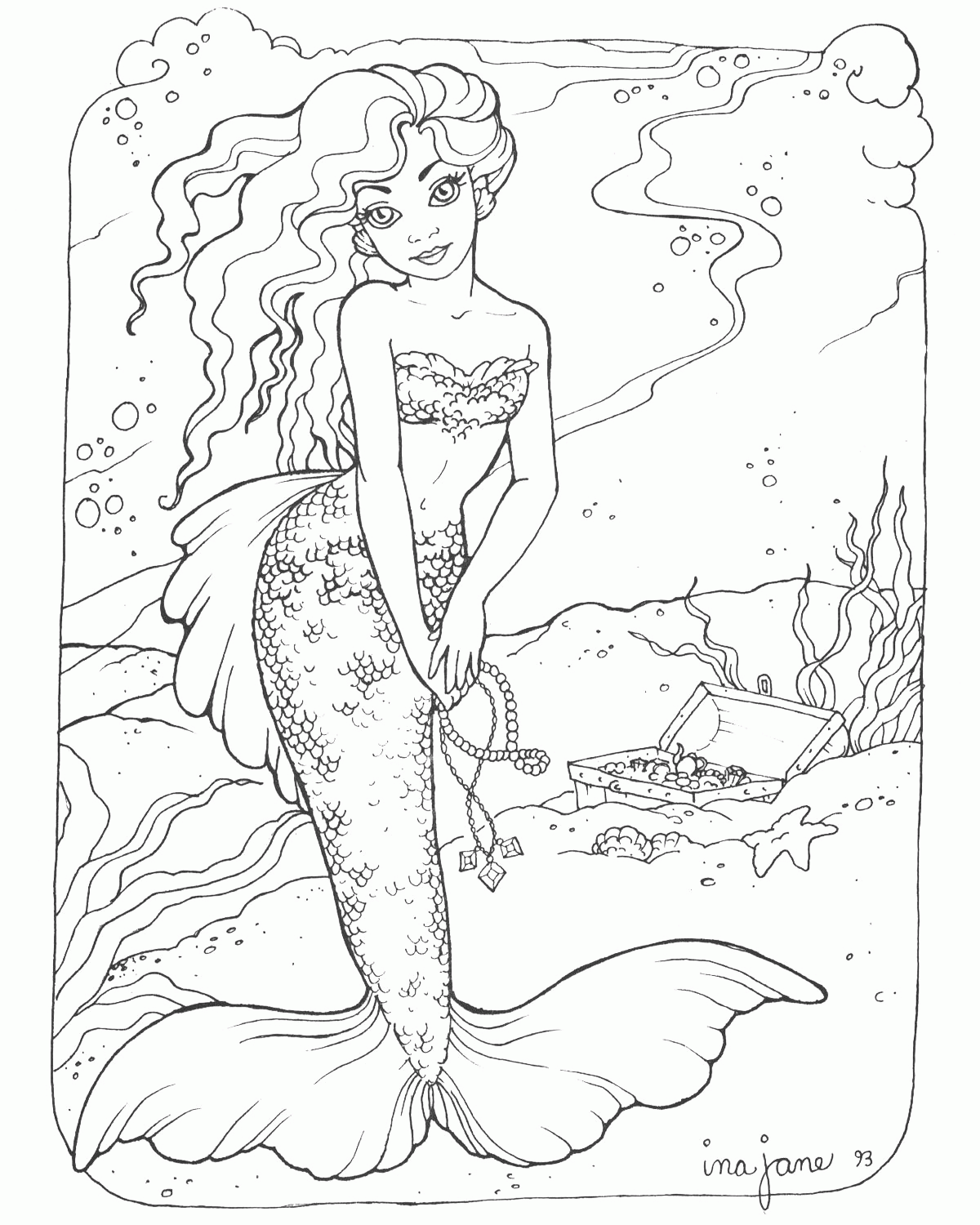 33 Beautiful Mermaid Coloring Pages Ariel Printable 19