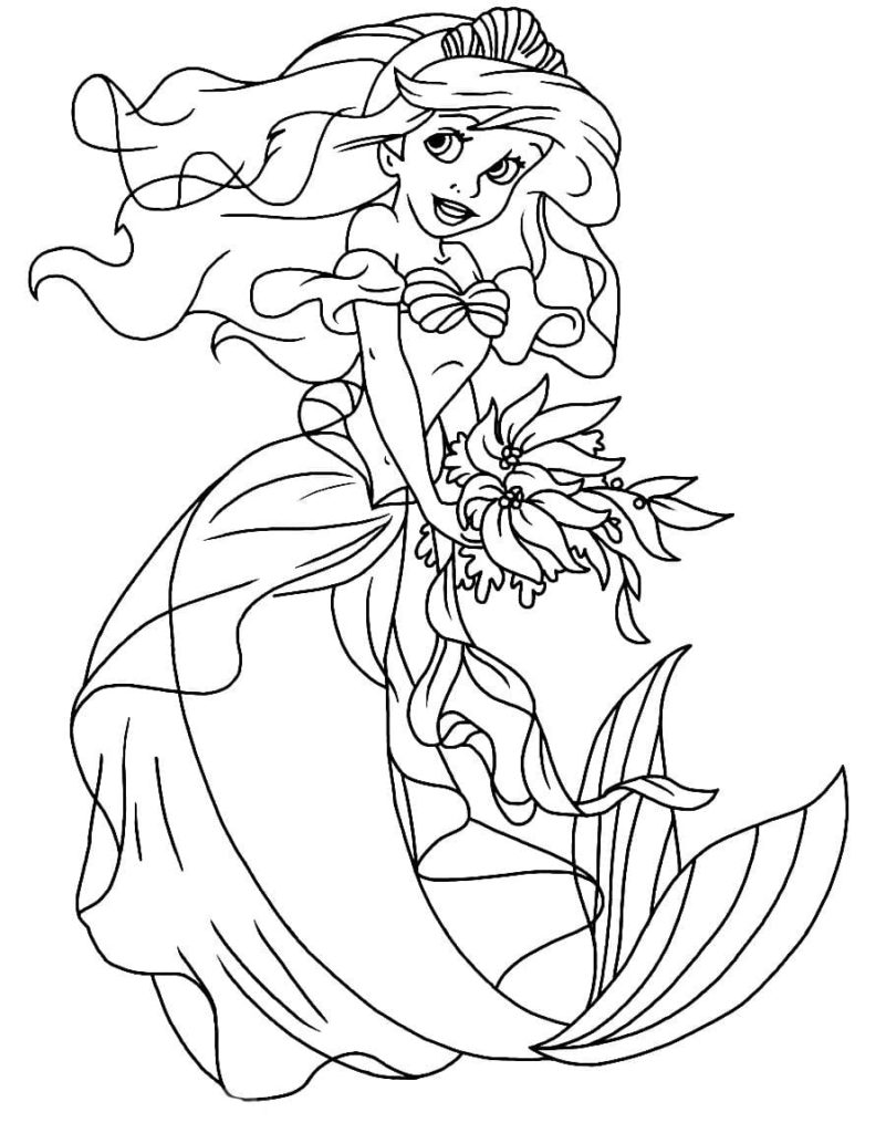 33 Beautiful Mermaid Coloring Pages Ariel Printable 25