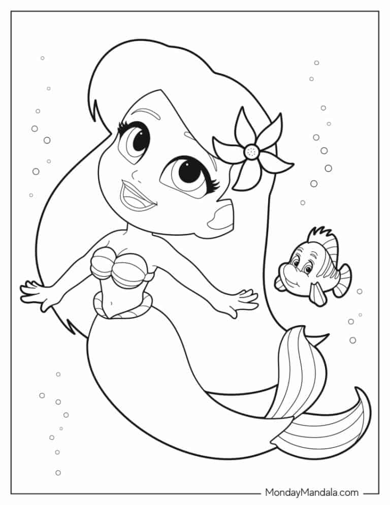 33 Beautiful Mermaid Coloring Pages Ariel Printable 28