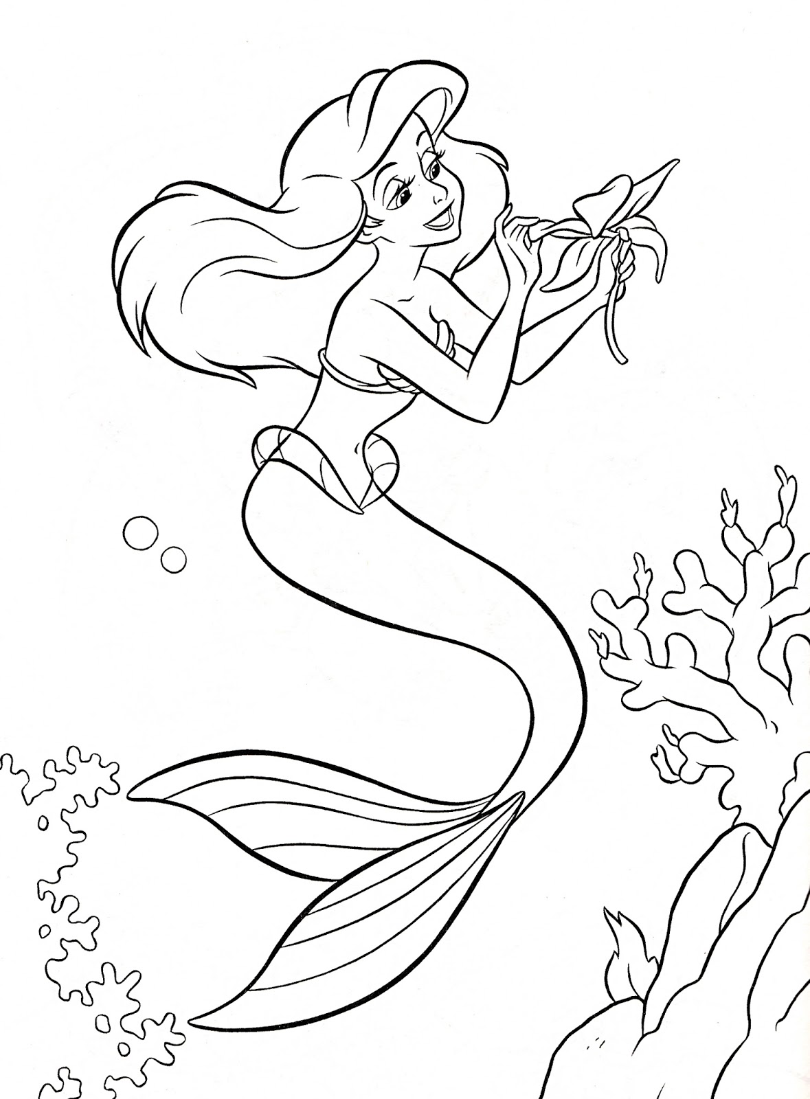 33 Beautiful Mermaid Coloring Pages Ariel Printable 3